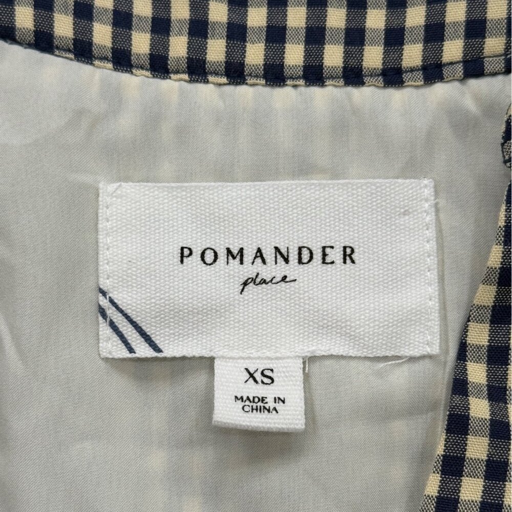 Pomander Place Long Sleeve Kenzo Dress Navy Blue Cream Gingham Womens Size XS - Picture 5 of 9